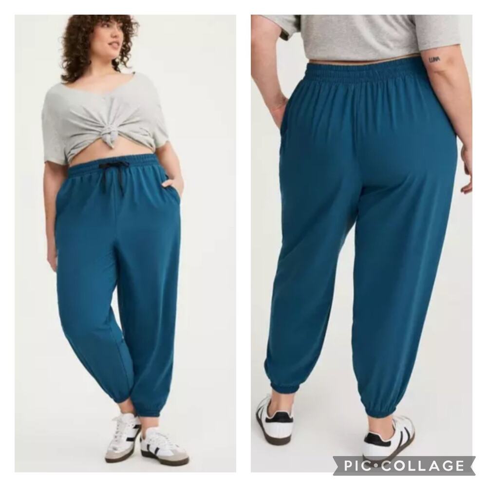 Torrid Stretch Woven Active Jogger Teal Plus Size 1X